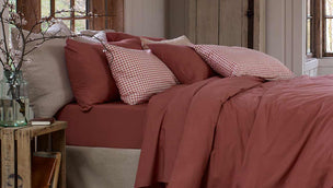 Red Dune Washed Cotton and Red Dune Small Gingham Cotton Bedding