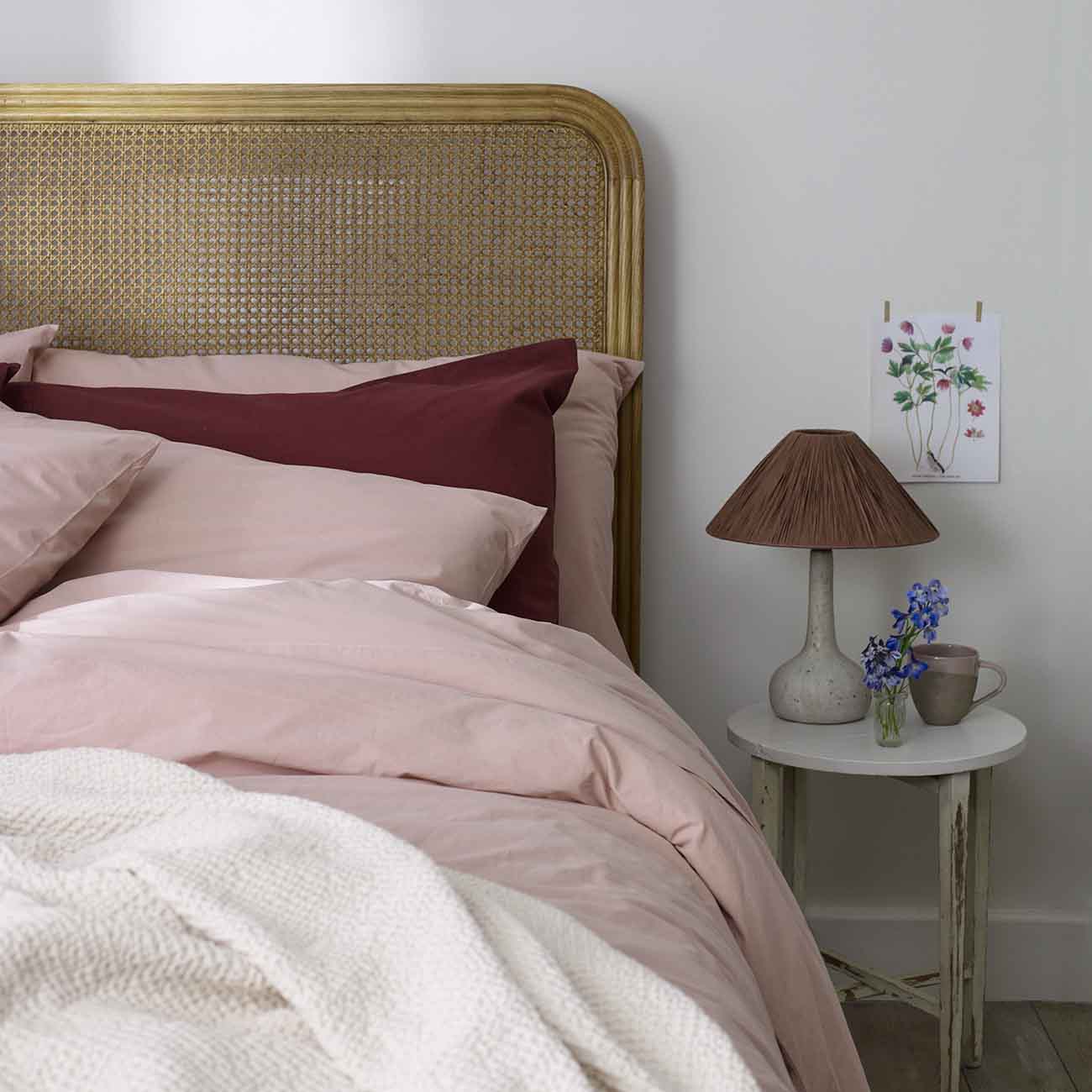 French Rose and Mulberry Washed Cotton Percale Bedding