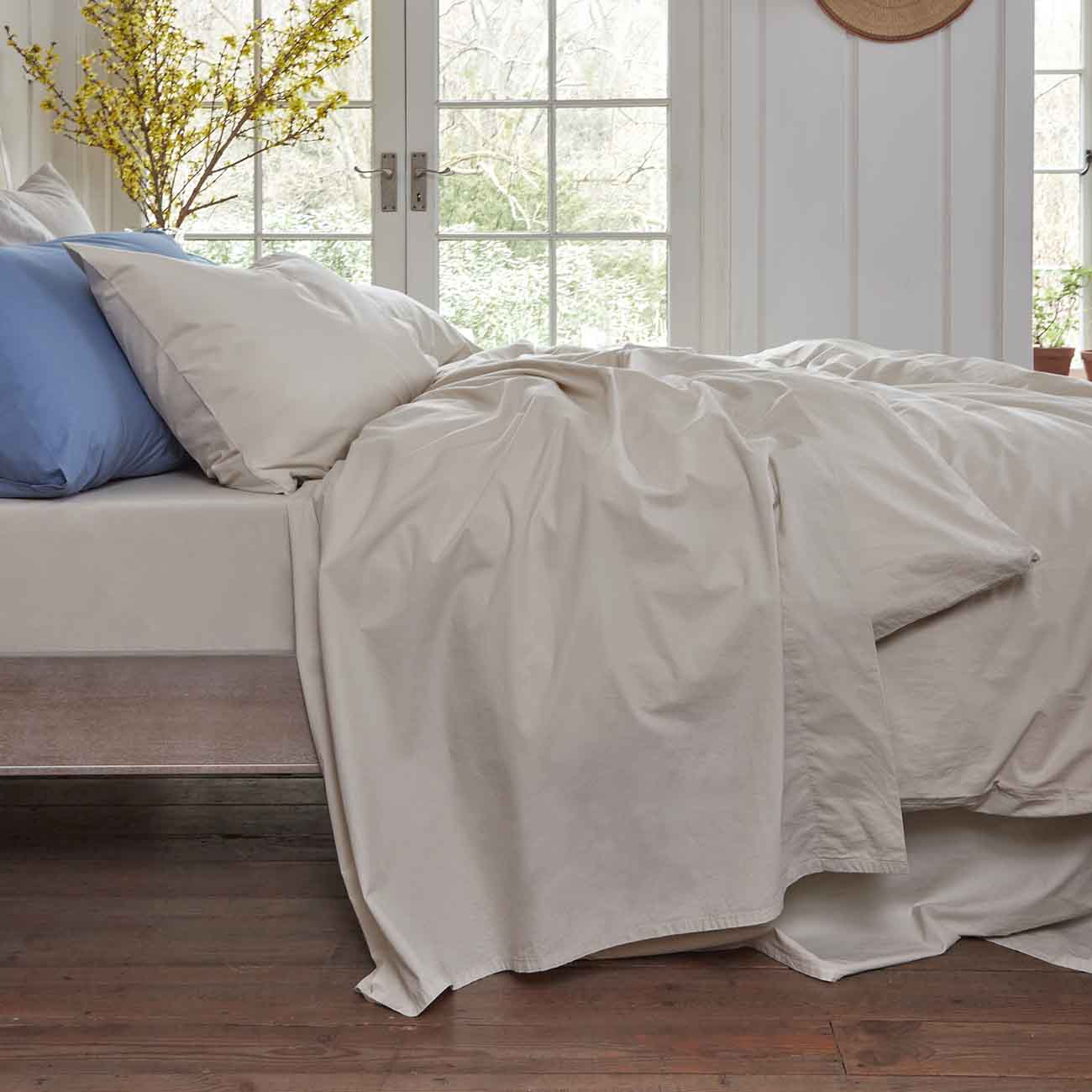 Parchment Washed Cotton Percale Flat Sheet