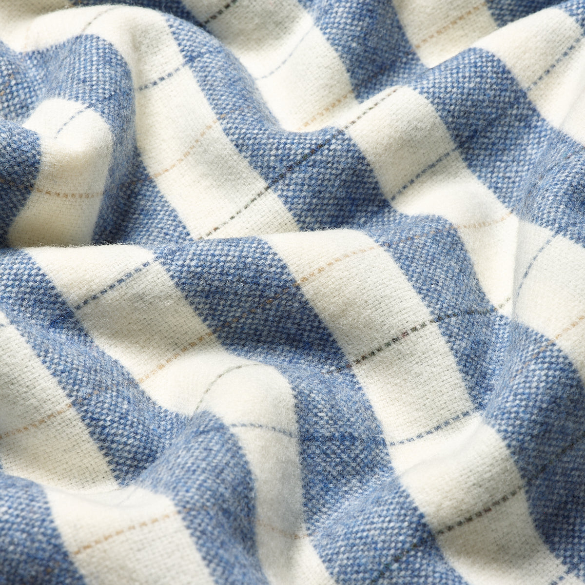 Warm Blue Checked Stripe Wool Blanket - Piglet in Bed