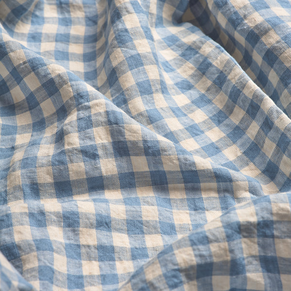 Warm Blue Gingham Linen Bedtime Bundle