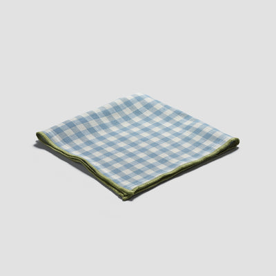 Warm Blue Gingham 100% Linen Napkins Set of 4 - alternate image