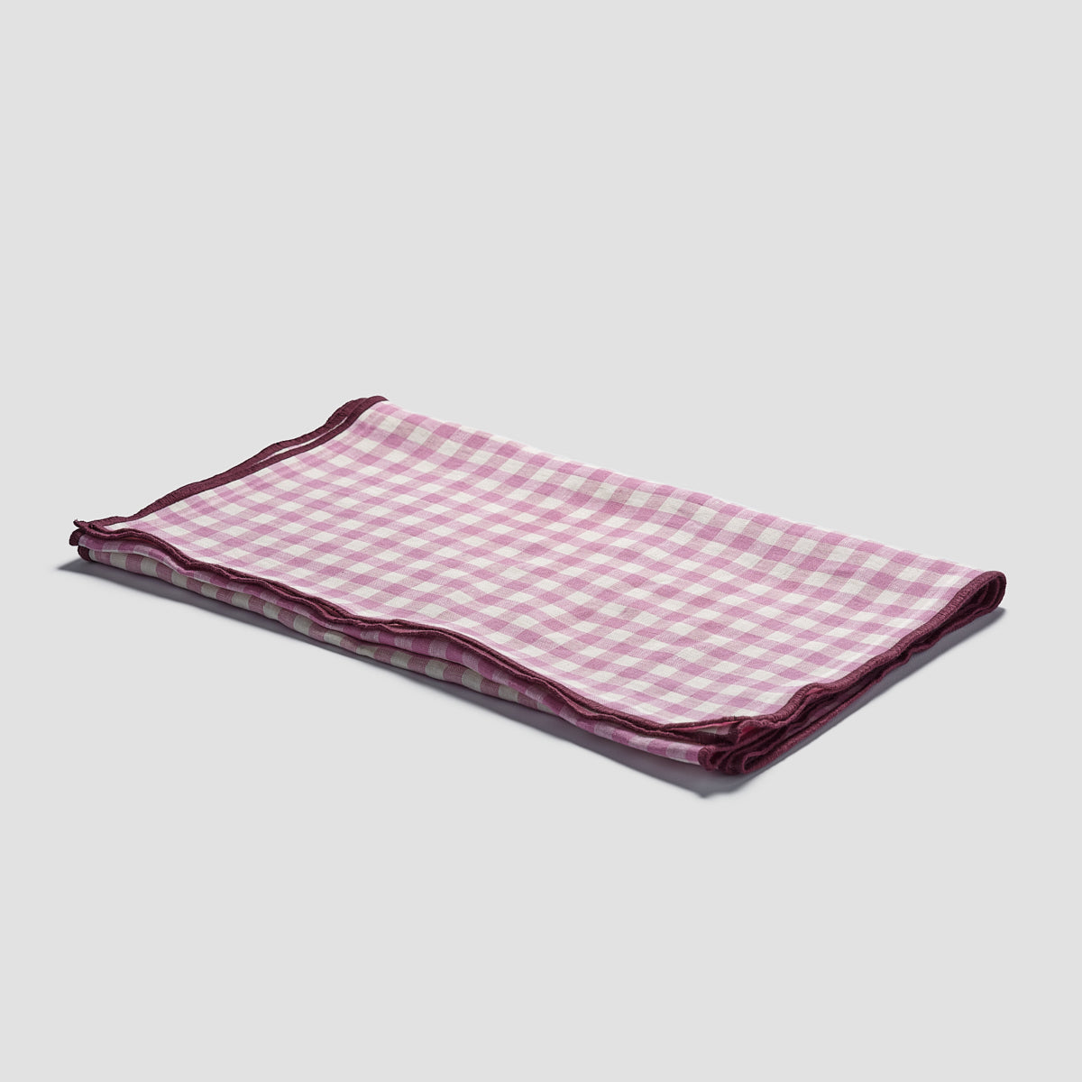 Orchid Gingham Linen Table Runner - Piglet in Bed
