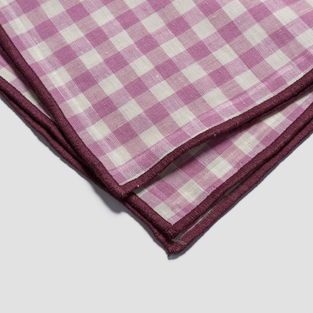 Orchid Gingham Linen Table Runner - Piglet in Bed