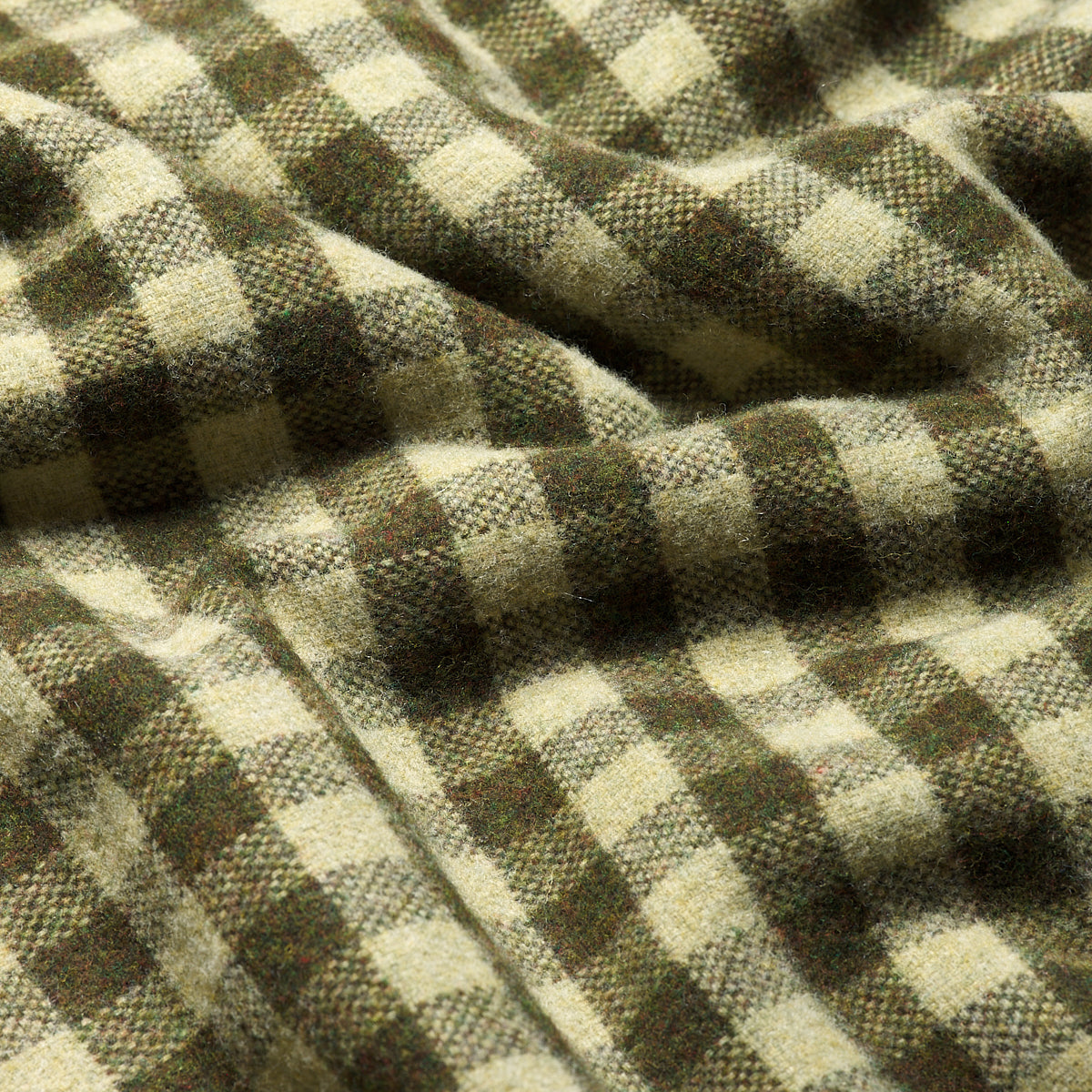 Botanical Green Gingham Wool Blanket - Piglet in Bed