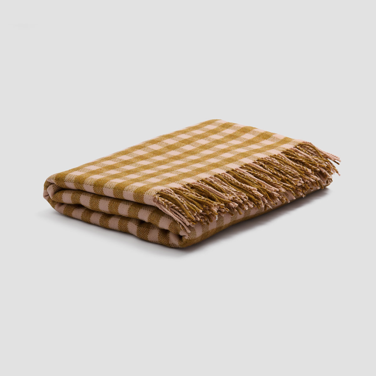 Ochre Gingham Wool Blanket - Piglet in Bed