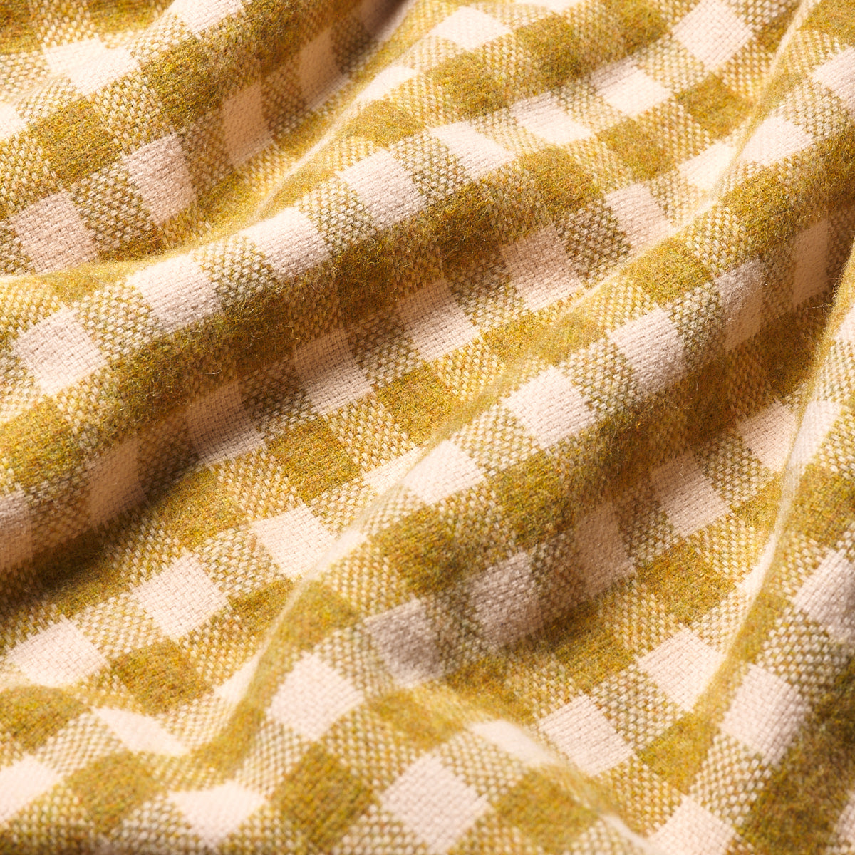 Ochre Gingham Wool Blanket - Piglet in Bed