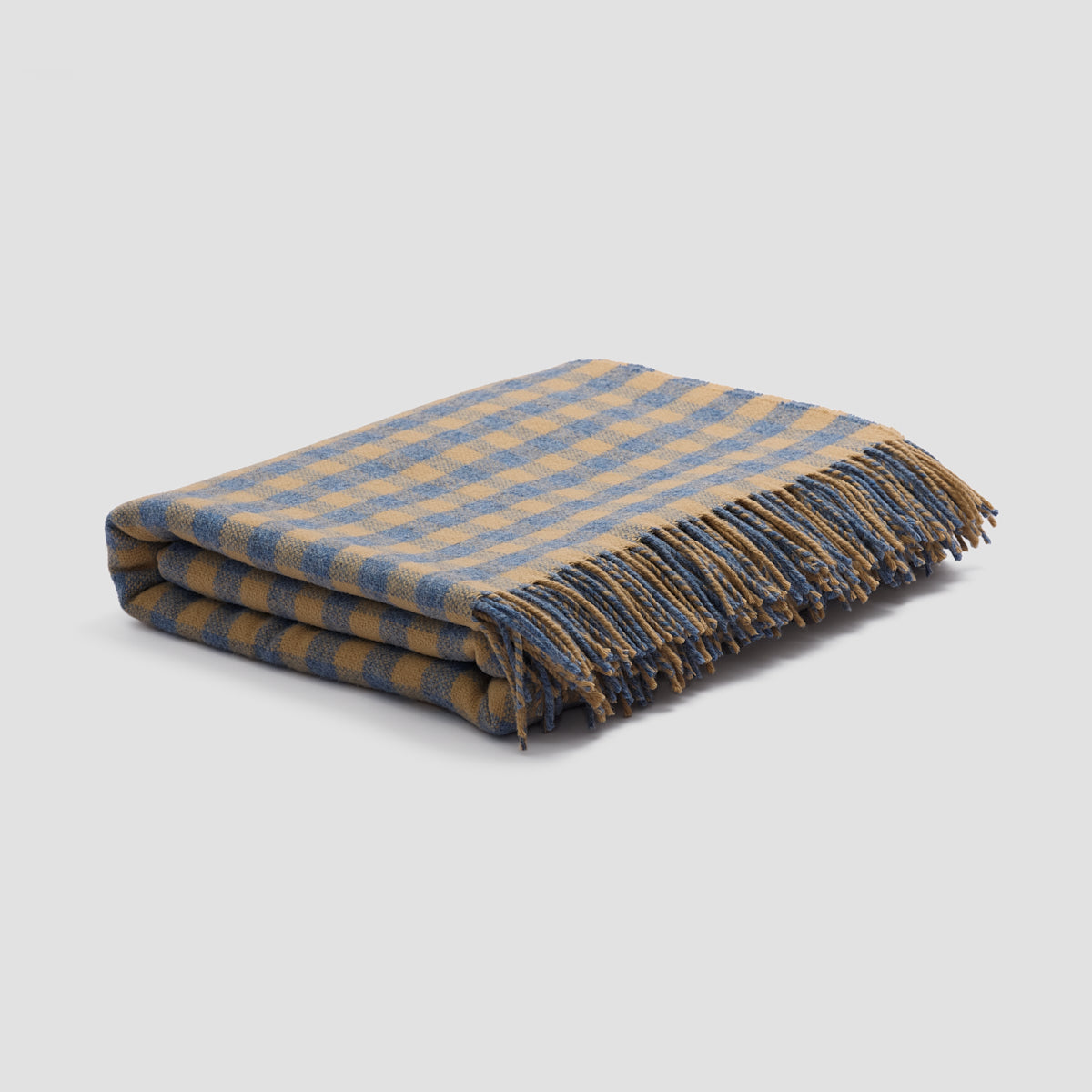 Warm Blue Gingham Wool Blanket - Piglet in Bed