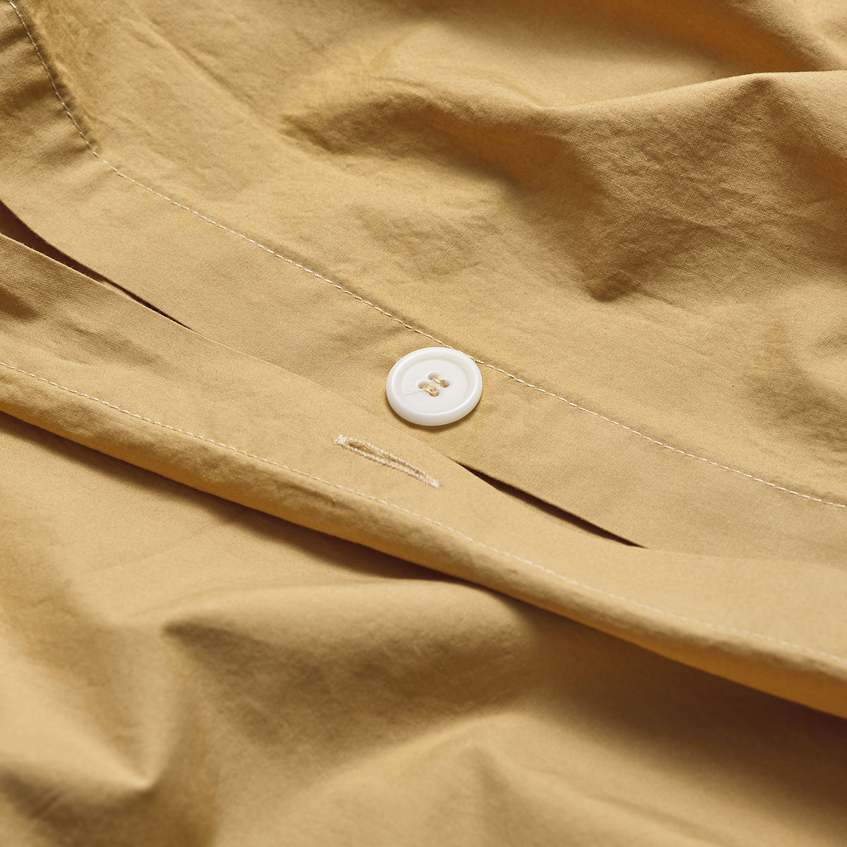 Butterscotch Washed Cotton Percale Duvet Cover Button Detail
