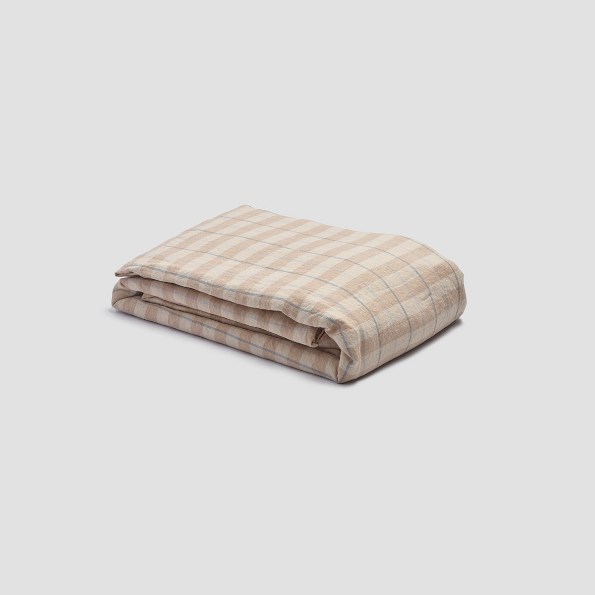 Cafe Au Lait Check Stripe Linen Duvet Cover