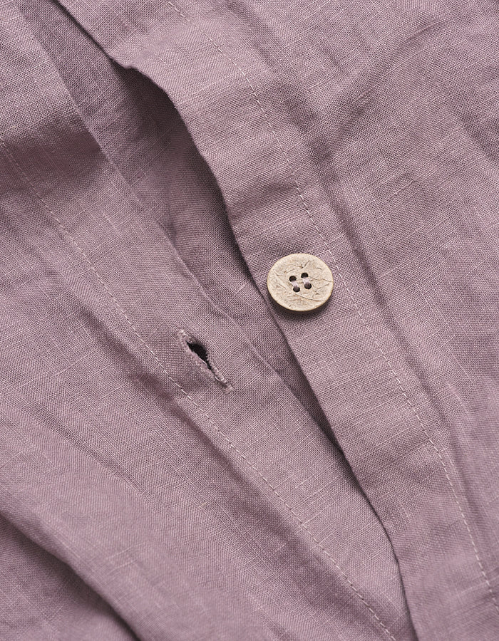 Elderberry Linen Duvet Cover Button Detail