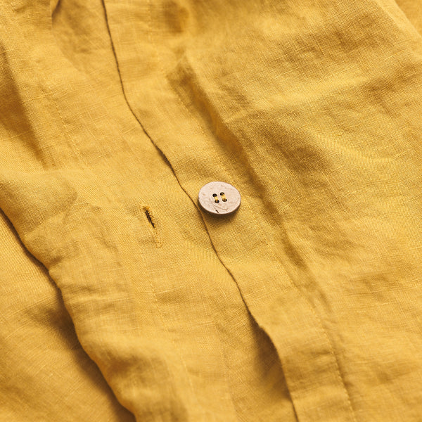 Honey Linen Duvet Cover Button Detail