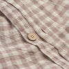Mushroom Gingham Linen Duvet Cover Button Detail