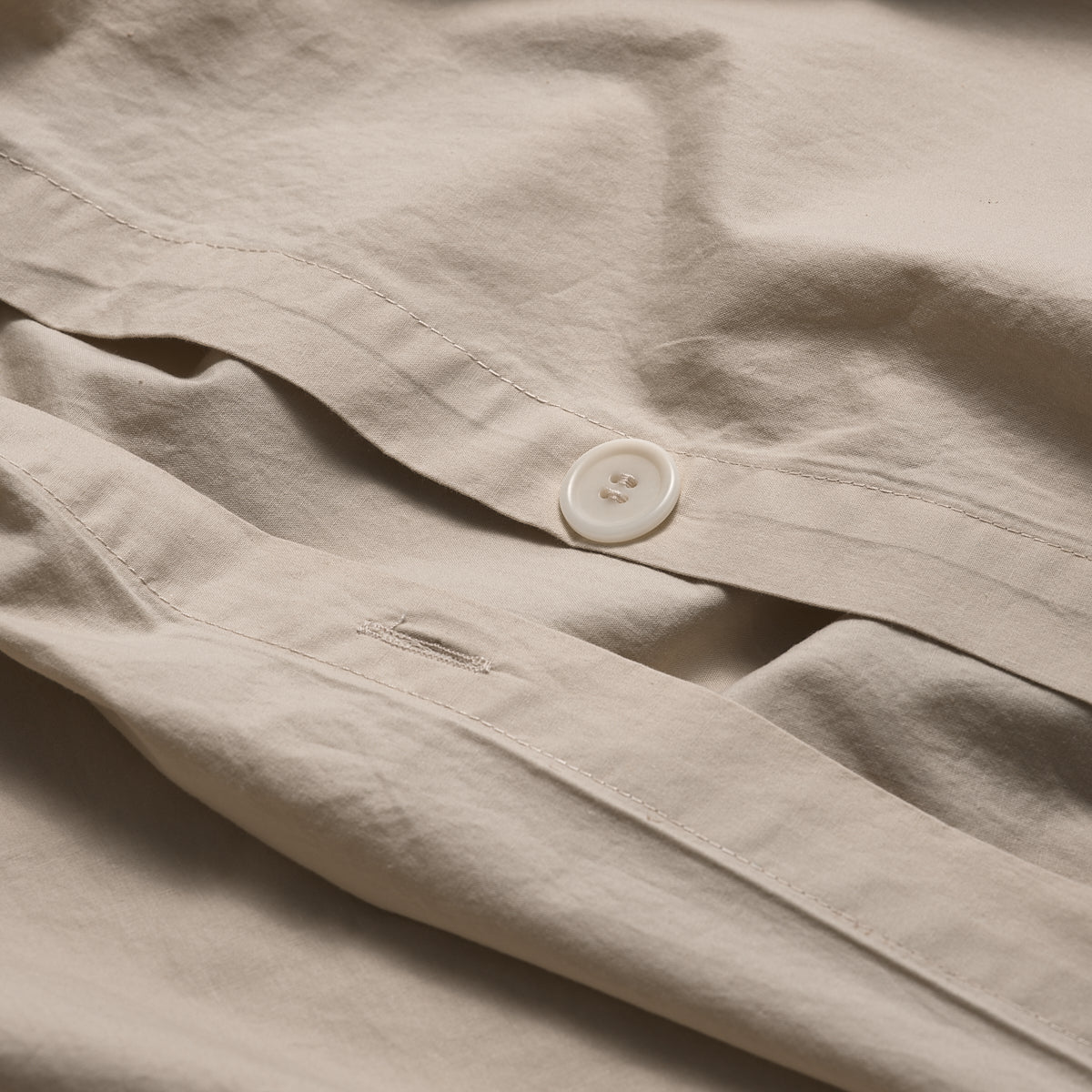 Parchment Washed Cotton Percale Duvet Cover Button Detail