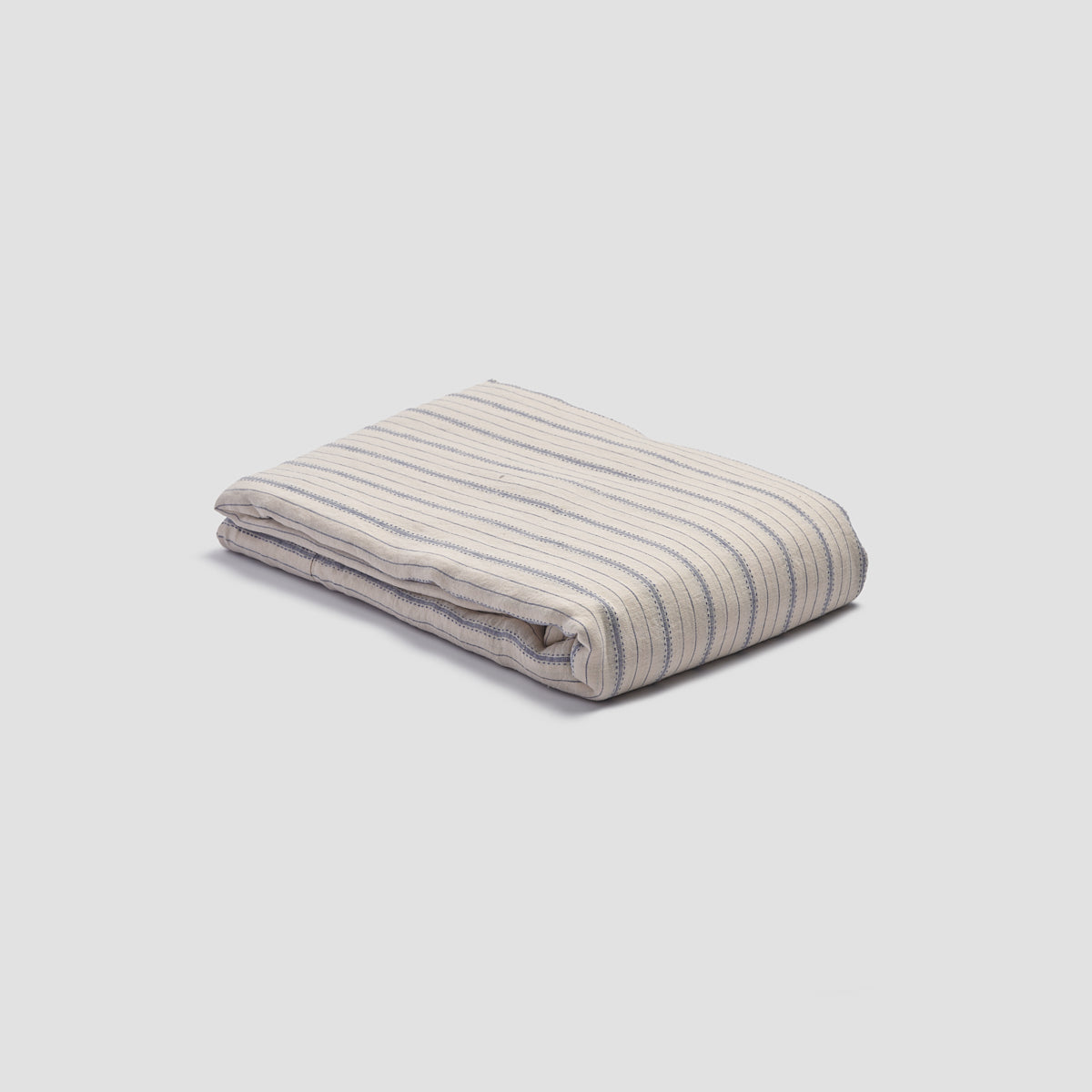 Dusk Blue Ticking Stripe Linen Flat Sheet
