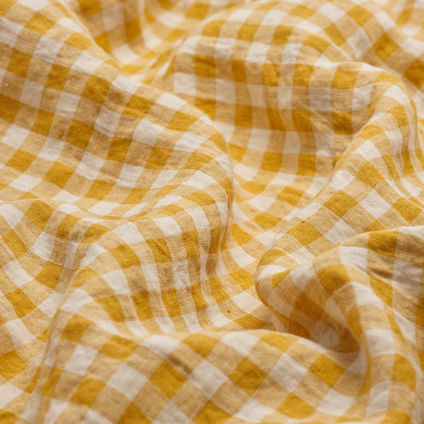 Honey Gingham Linen Fabric Detail