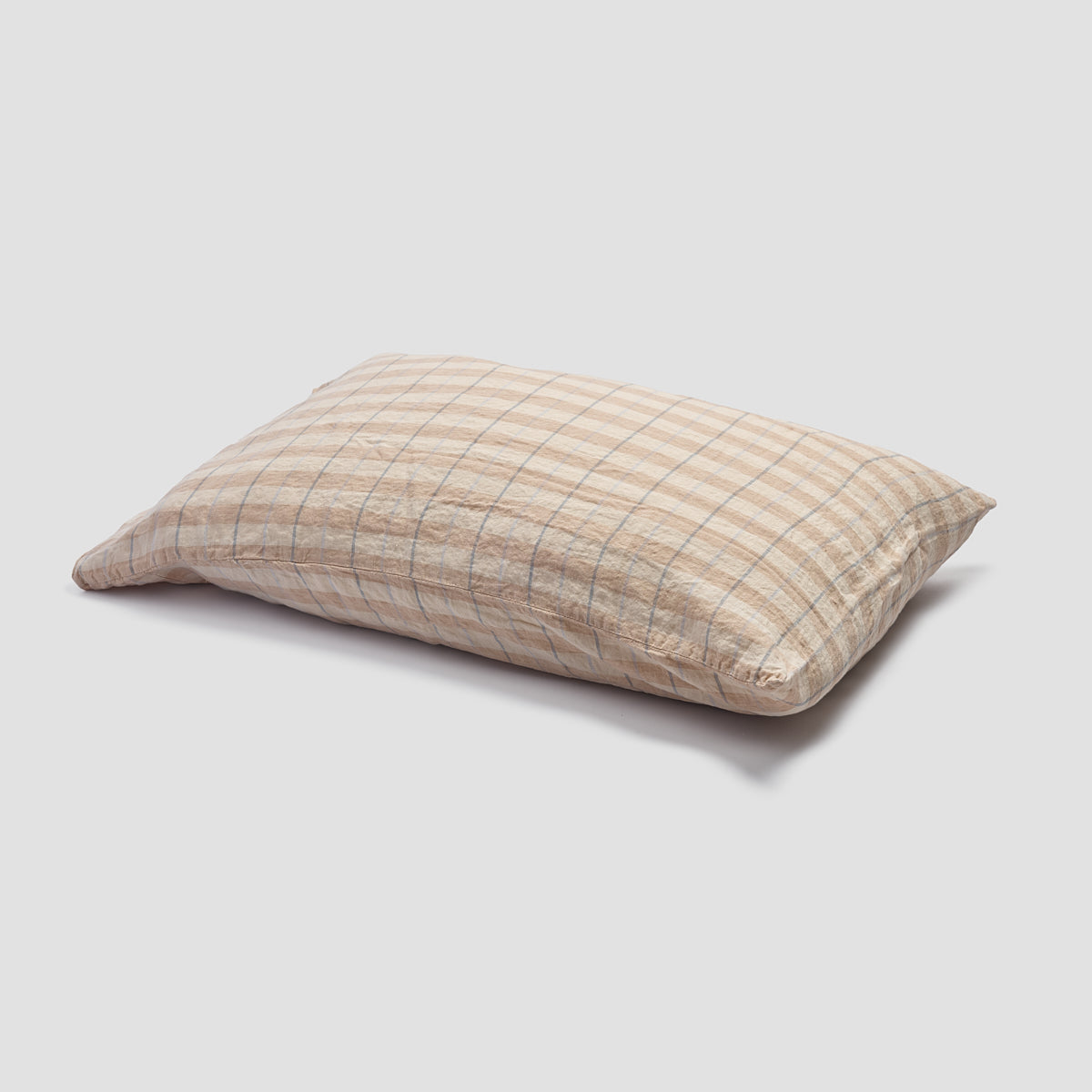 Cafe Au Lait Check Stripe Linen Pillowcase