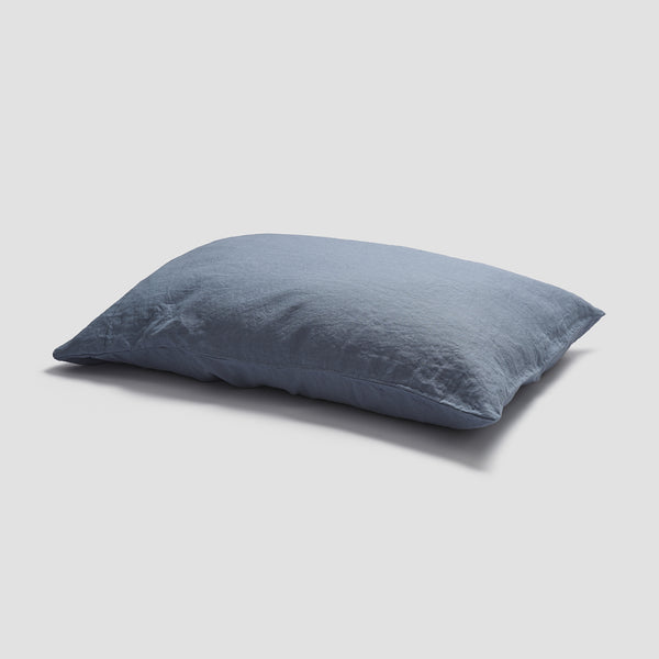 Dusk Blue Linen Pillowcases (Pair) Piglet in Bed UK