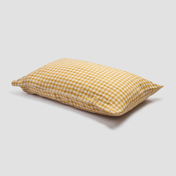 Honey Gingham Linen Pillowcase