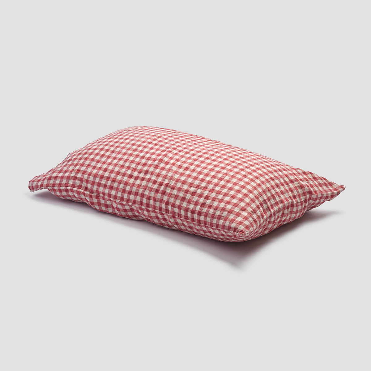 Mineral Red Gingham Linen Pillowcase