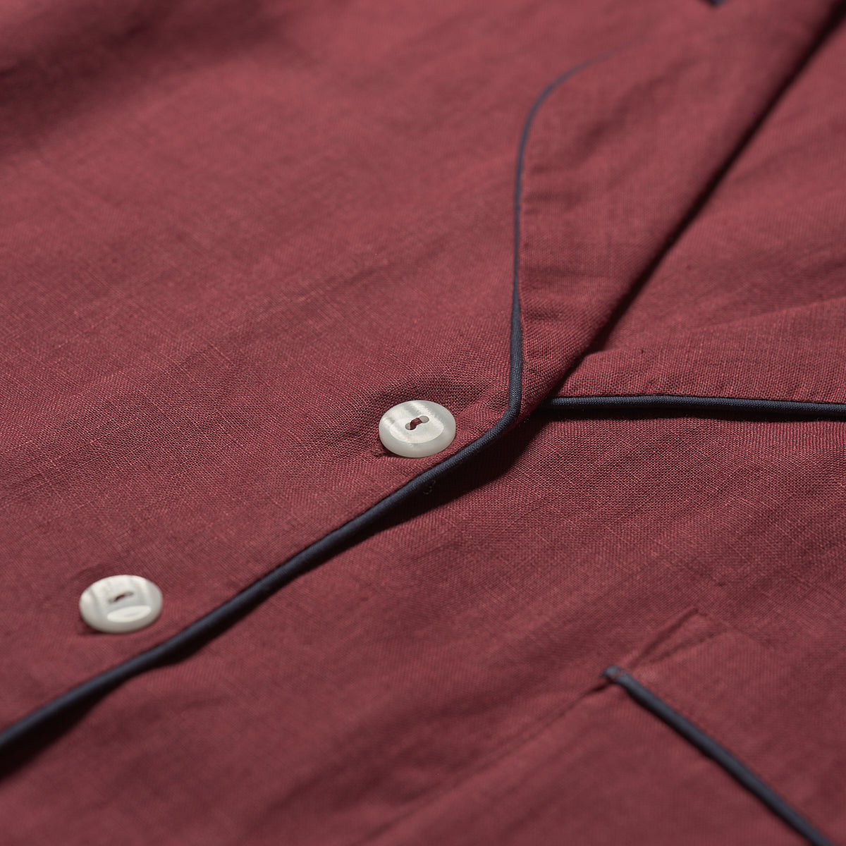 Women's Cherry Linen Pyjama Shirt Button Detail