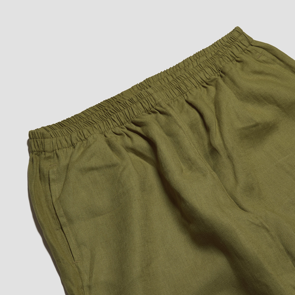 Men's Moss Plain Linen Pyjama Trousers Waistband Detail