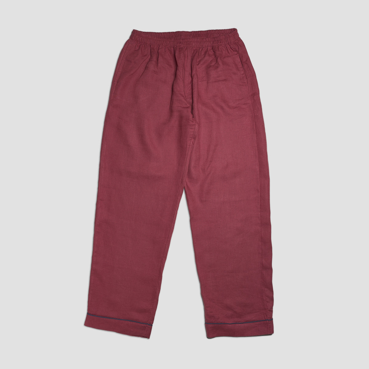 Men's Cherry Plain Linen Pyjama Trousers
