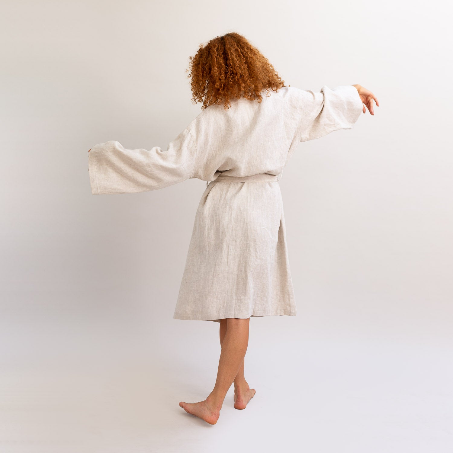 Oatmeal Linen Robe - Piglet in Bed