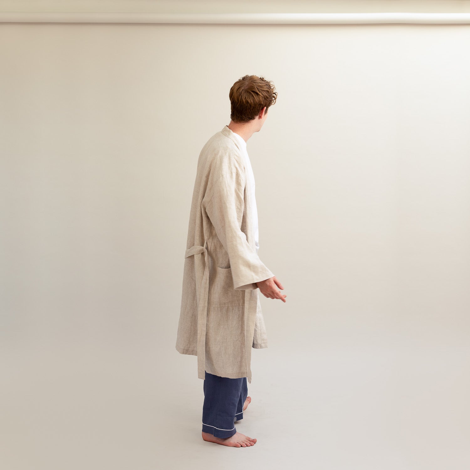 Oatmeal Linen Robe - Piglet in Bed