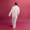 Men's White Linen Pyjama Trouser Set - Piglet in Bed