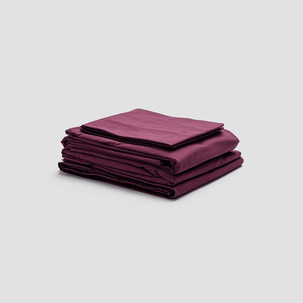 Mulberry Washed Percale Cotton Bedtime Bundle