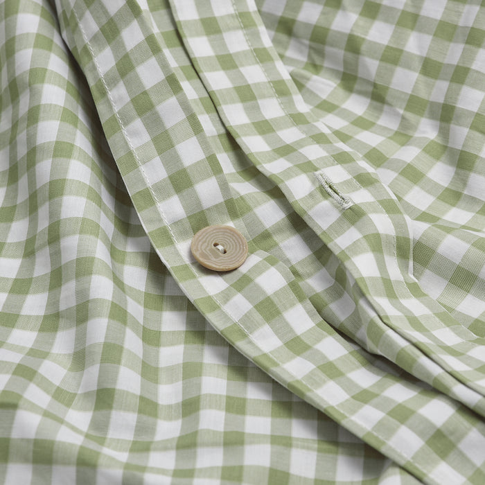 Pear Small Gingham Cotton Duvet Cover Button Detail