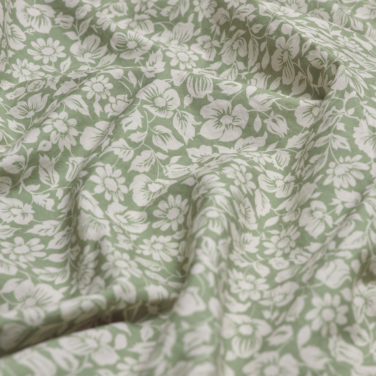 Pear Meadow Floral Washed Cotton Fabric Detail