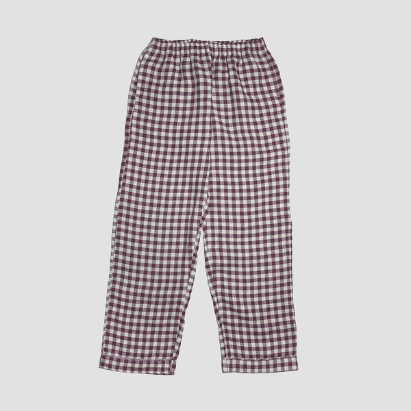 Berry Gingham Linen Pyjama Trousers