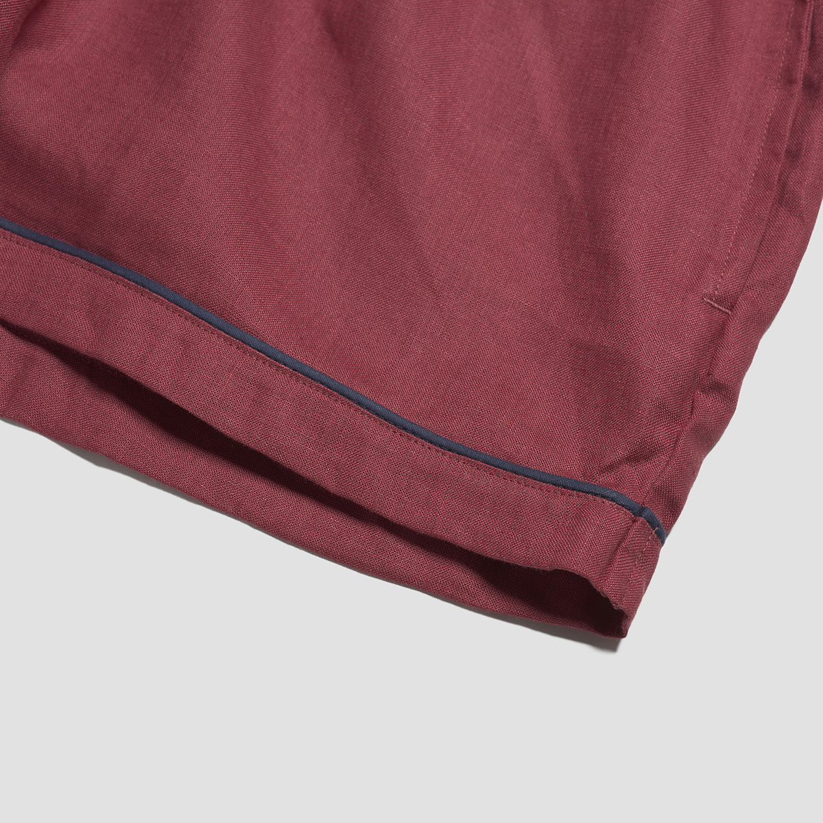 Cherry Linen Pyjama Shorts Piping Detail