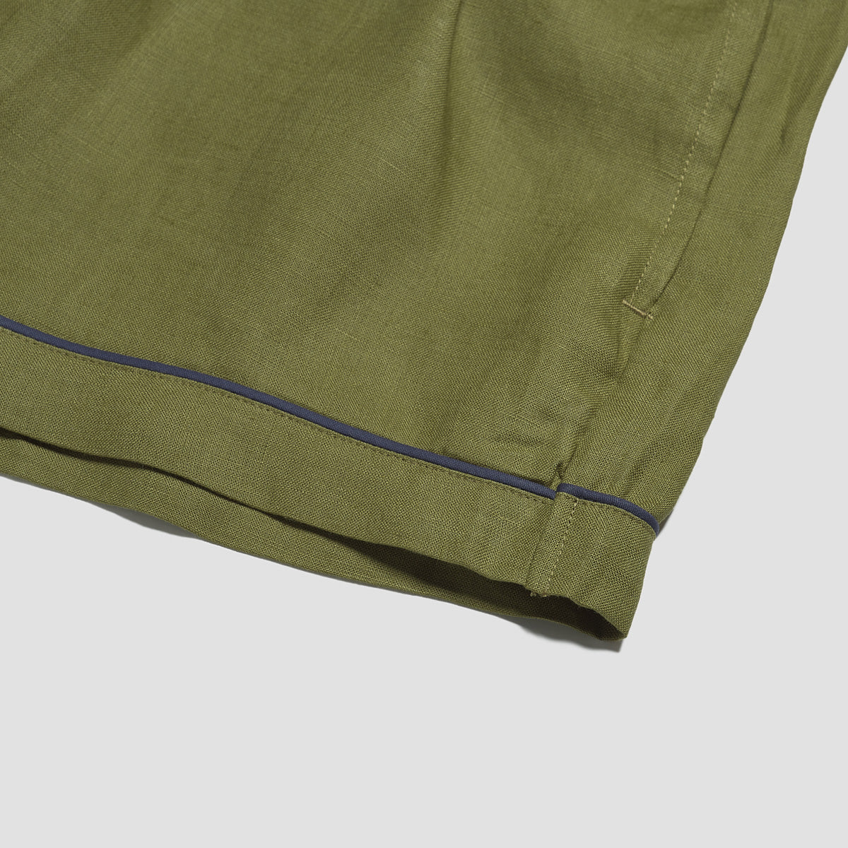 Moss Linen Pyjama Shorts Piping Detail