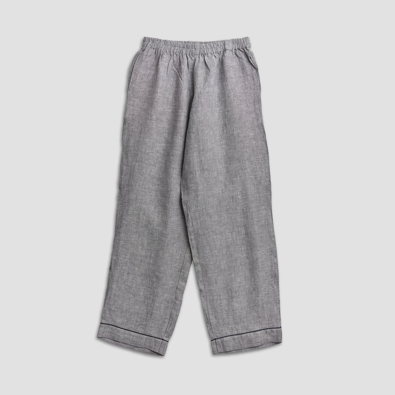 Men's Grey Linen Pyjama Trousers - Piglet in Bed