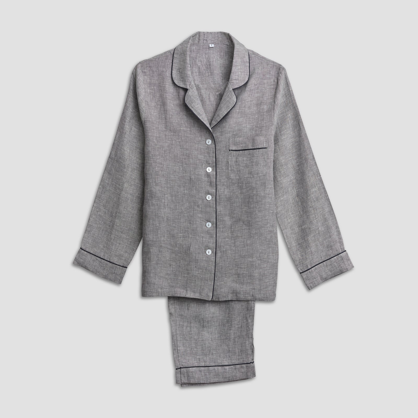 Grey Linen Pyjama Trouser Set