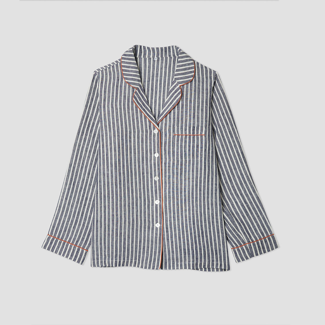 Women's Midnight Stripe Linen Pyjama Shirt