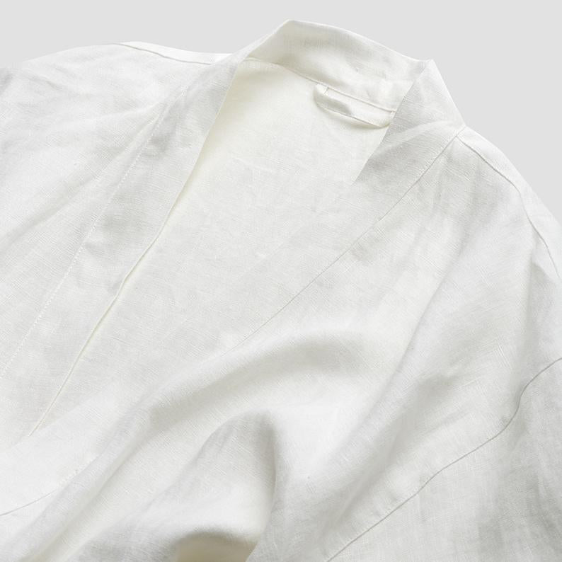 White Linen Robe - Piglet in Bed